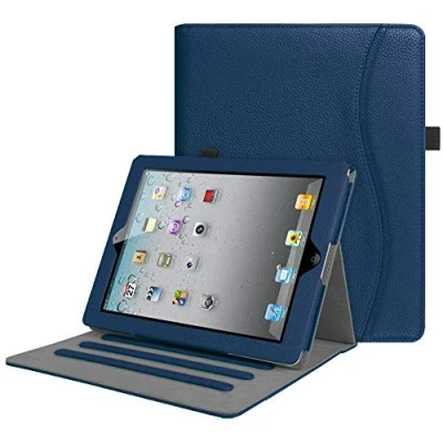 Afbeelding van Fintie iPad 2 / 3 4 hoes (oude modellen) 9,7 inch tablet [Hoekbescherming] Multi Angle View Folio Stand Beschermhoes met documentsleuven, automatische slaap/wake marineblauw
