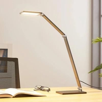 Afbeelding van Lucande LED bureaulamp met dimmer 1licht aluminium H: 41 cm blauwgrijs Inclusief lichtbron