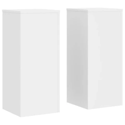 Afbeelding van Plantenstandaards 2 st 30x30x70 cm bewerkt hout wit