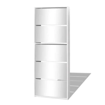 Image de vidaXL Meuble à chaussures 5 étagères et miroir 63x17x169,5 cm Blanc273938