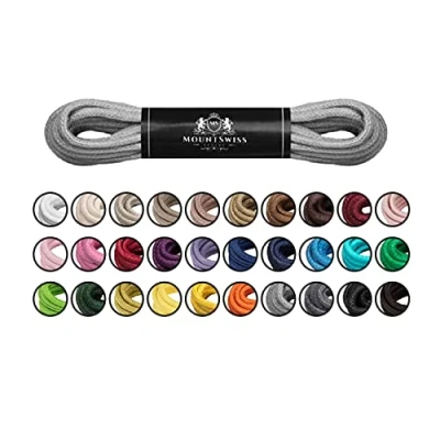 Afbeelding van Mount Swiss© Luxury veters, gewaxt, rond, voor leren schoenen, Ø 2 3 mm, lengtes 45 120 cm, lichtgrijs, 100