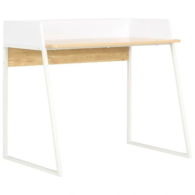 Afbeelding van Bureau 90x60x88 cm wit en eikenkleurig