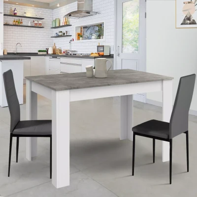 Image de Table à manger rectangle ROZY 4 personnes blanc plateau effet béton 110 cm