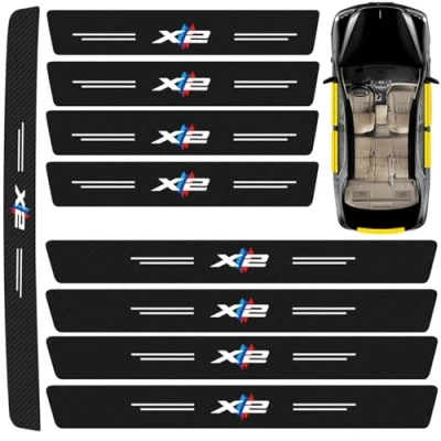 Afbeelding van COLOYO Set van 9 autodeurdrempelbeschermers voor BMW X7, X6, X5, X4, X3, X2, X1, antislip decoratieve accessoires autodeurdrempel, drempelbeschermingsstickers