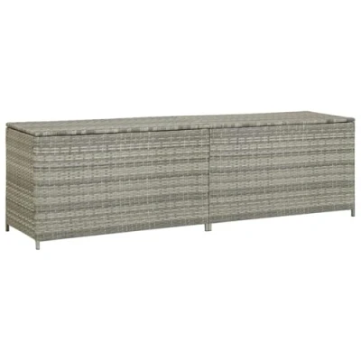 Afbeelding van vidaXL Opbergkist voor de tuin, polyrotan, 200 x 50 60 cm, grijs