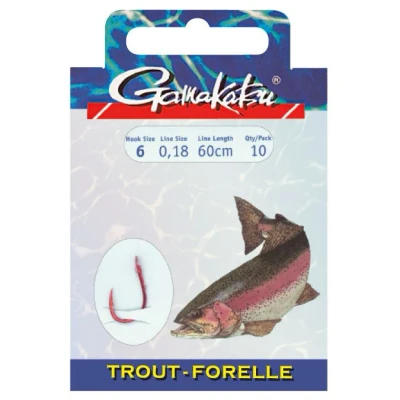 Image de Gamakatsu Onderlijnen Forel 5330R 60cm (10 pcs) Taille : crochet 10 0.16mm