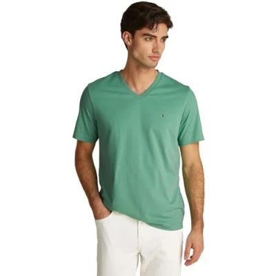Image de Tommy Hilfiger ESSENTIAL V NECK TEE MW0MW39249 S/S T shirt, Vert, S, Vert (Fort Green), S