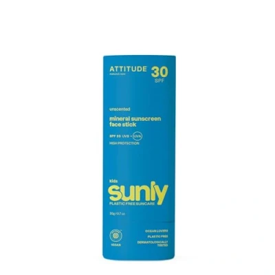Afbeelding van ATTITUDE Mineral Face Sunscreen Stick voor Kinderen, SPF 30, EWG Geverifieerd, Plastic Free, Broad Spectrum UVA/UVB bescherming met zinkoxide, dermatologisch getest, Veganistisch, Unscented, 20 g