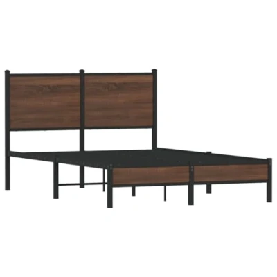 Afbeelding van vidaXL Bedframe met hoofdbord metaal bruin eikenkleurig 120x190 cm