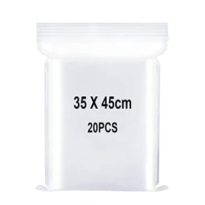Afbeelding van Hersluitbare transparante plastic zakken, verzegelde zak, opbergtas, zak met sluiting, voor knutselbenodigdheden, opslag van kleding enz. 35 x 45 cm, 20 stuks