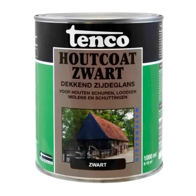 Afbeelding van Tenco Houtcoat Zwart Waterbasis Zijdeglans 1ltr Buiten onderhoud