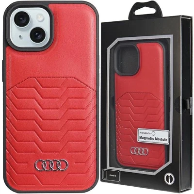 Afbeelding van Audi Synthetisch Leren Case met MagSafe voor iPhone 15 Plus / 14 Rood