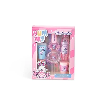 Afbeelding van Martinelia Yummy make upset voor kinderen Originele Kawai meisjes: 4 lipgloss en 1 roze glitter waterlak schattige beautybox zonder schadelijke of giftige producten
