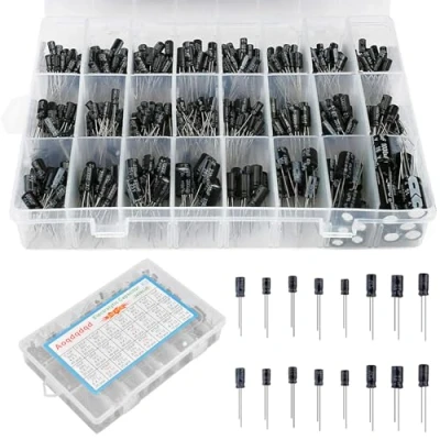 Afbeelding van Nizirioo elektrolytische condensatorset 24 waarde 630 stuks van 10 uF tot 2200 V 16 25 50 aluminium capacitorkit met opbergdoos