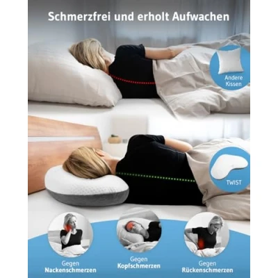 Afbeelding van Third of Life Orthopedisch Twist zijslaapkussen met innovatieve intense traagschuim overtrek tegen nekpijn, ergonomisch kussen voor slapers