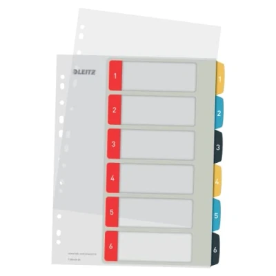 Afbeelding van Leitz 1246000 20 A4 tabbladen, met computer beschrijfbaar, 1 6, robuust, meerkleurig, Cozy serie,