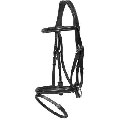 Afbeelding van Flash noseband Bridle with snaps Black Full WBD