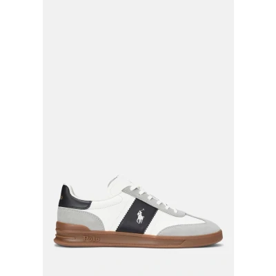 Afbeelding van Polo Ralph Lauren Heritage AERA Leathersuede Sneaker Sneakers laag, Heren, Maat: 43, White/black/soft grey Leer
