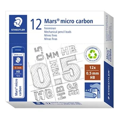 Afbeelding van Staedtler Mars Micro Carbon Potloodvulling, HB, 0.5 mm, 12 Stuks