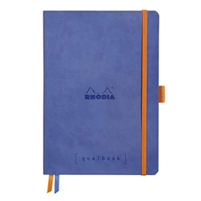 Afbeelding van RHODIA 117577C Notitieboek, Bullet Journal, Goalbook, saffier, A5, 14,8 x 21 cm, gestippeld, 240 pagina&#039;s, wit Clairefontaine papier, 90 g/m², 2 banden, elastische sluiting, kunstleer