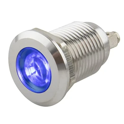 Image de SeKi Témoin de contrôle LED bleu 12 mm 6 24 V V2A en acier inoxydable Lampe signalisation Indicateur fonctionnement