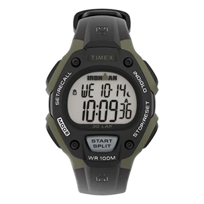 Afbeelding van Timex Ironman TW5M44500 klassiek digitaal herenhorloge met harsband, 38 mm, zwart, sport, zwart., Sportief