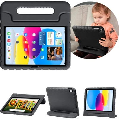 Afbeelding van iMoshion Tablet Hoes Kinderen Geschikt voor iPad 10 (2022) 10.9 inch Kidsproof Backcover met handvat Zwart
