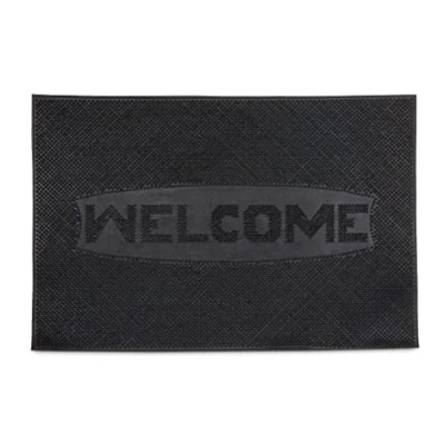 Afbeelding van Relaxdays deurmat rubber 60x40 Welcome, schoonloopmat, voetmat, voetveger zwart