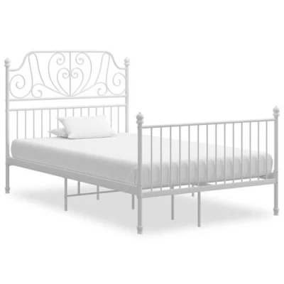 Afbeelding van Bedframe metaal en multiplex wit 120x200 cm
