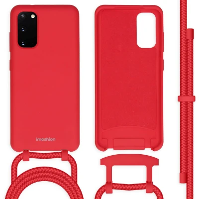 Afbeelding van iMoshion Hoesje Geschikt voor Samsung Galaxy S20 met koord Color Backcover afneembaar Rood