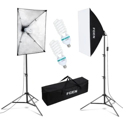 Afbeelding van Softbox fotostudioset, 2 x 50 70 cm, verlichting voor fotostudio&#039;s met E27 fitting, 135 W, 5500 K, fotolamp en m verstelbare lichtstatieven studio portretten, productfotografie