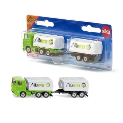 Image de siku 1690, Camion avec Citerne et Remorque, Métal/Plastique, Vert/Blanc, Essieu Tandem, Combinable les autres modèles de la même échelle