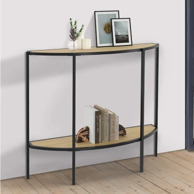 Image de Console demi lune DETROIT 1 étagère design industriel
