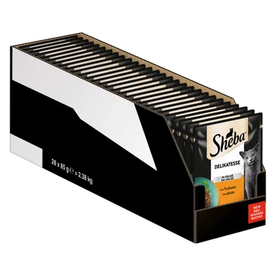 Afbeelding van 56 x 85 g Megapack Sheba varianten Maaltijdzakjes delicatesse in gelei met kalkoen nat kattenvoer