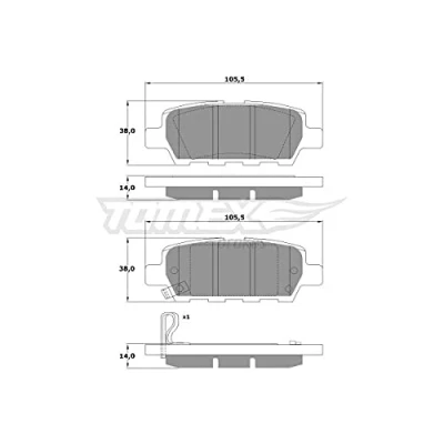 Afbeelding van TOMEX brakes TX 14 21 Remblokkenset Achteras Met akoestische slijtagewaarschuwing NISSAN: Qashqai / Qashqai+2 I, X Trail, Juke, INFINITI: FX Off Road