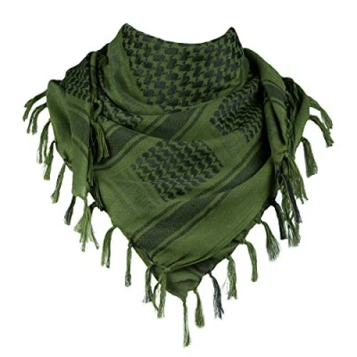 Afbeelding van FREE SOLDIER Shemagh, arabische sjaal, tactische woestijnsjaal, voor heren, 110 x cm, Groen en bruin,