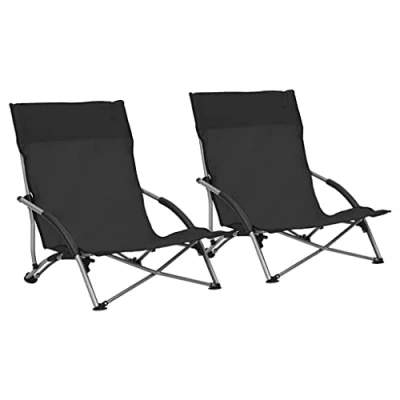 Afbeelding van vidaXL Strandstoel Zwart