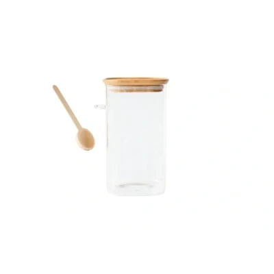 Afbeelding van Pebbly Tall Glass Canister With Bamboo Lid And Measuring Spoon 1400 Ml