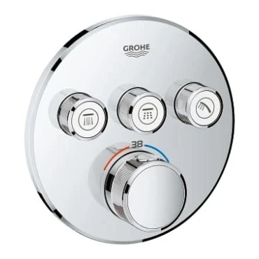 Afbeelding van Grohe Grohtherm Smartcontrol afdekset douchethermostaat met omstel 3x rond Chroom