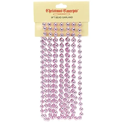 Afbeelding van Christmas Concepts Kerstkralenketting, 9 voet, kerstkralenslingers, kerstdecoraties (babyroze)