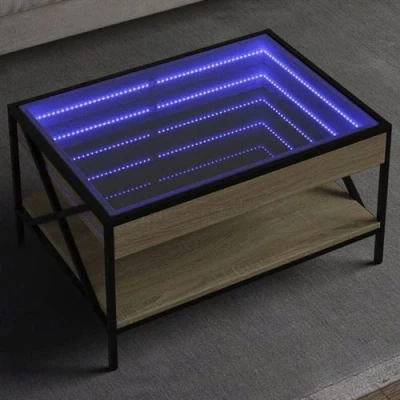 Image de vidaXL Table basse avec LED infini chêne sonoma 70x50x38 cm847703