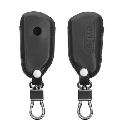 Afbeelding van kwmobile autosleutelhoes geschikt voor VW Golf 8 3 knops autosleutel Hoesje in donkergrijs Leren hoes
