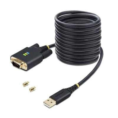 Afbeelding van StarTech.com USB naar seriële adapterkabel, 3 m, COM retentie, FTDI IC, A DB9 RS232, verwisselbare schroeven/moeren