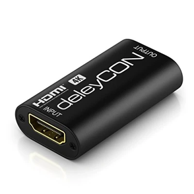 Afbeelding van deleyCON HDMI Repeater Signal Amplifier 1080p tot 35m 4K 18m HDCP 3D female to zwart