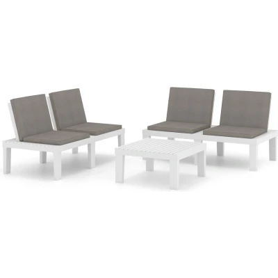 Afbeelding van vidaXL 3 delige Loungeset met kussens kunststof wit