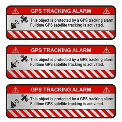 Afbeelding van Finest Folia 3 x GPS stickers voor fiets, motorfiets, auto, alarm, waarschuwing, anti diefstalsticker, tracker, beveiligd, R057 (aluminium geslepen zilver, object)