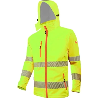 Afbeelding van ACE Neon Lite softshell waarschuwingsjas werkjas met hoge zichtbaarheid afneembare capuchon EN ISO 20471, gele waarschuwing