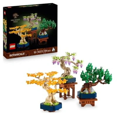 Image de LEGO Botanicals Mini Bonsaïs Set de Construction pour Adulte 3 Plantes Artificielles avec Supports : Ginkgo, Pin Noir &amp; Glycine Maquette DYI Décoration Intérieure Cadeau Original 10373