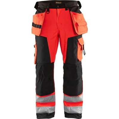 Afbeelding van Blaklader Werkbroek softshell High Vis 1567 2517 Rood/Zwart D108