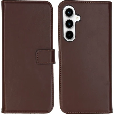 Afbeelding van Selencia Hoesje Geschikt voor Samsung Galaxy A55 Met Pasjeshouder Echt Lederen Bookcase Bruin